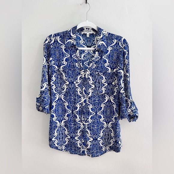 EXPRESS The Portofino Shirt Original Fit Button Down Blouse - Picture 1 of 3